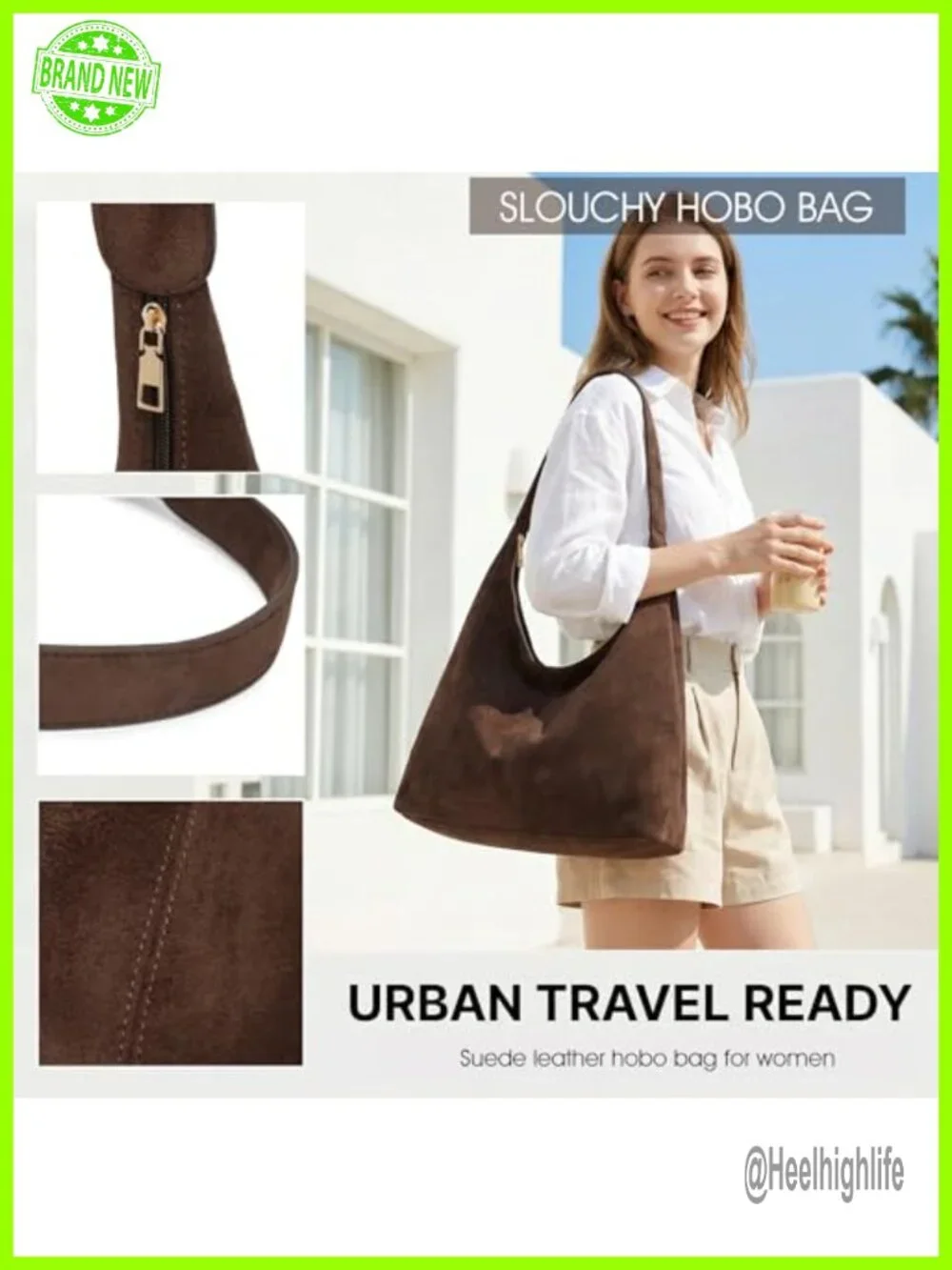 Slouchy Suede Hobo Bag Faux Suede Leather Shoulder Purse Tote